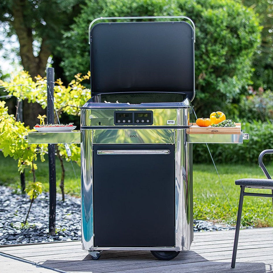 ENO Elektrische Plancha Enosign 65 mit Wagen, 100×128×67 cm, Edelstahl