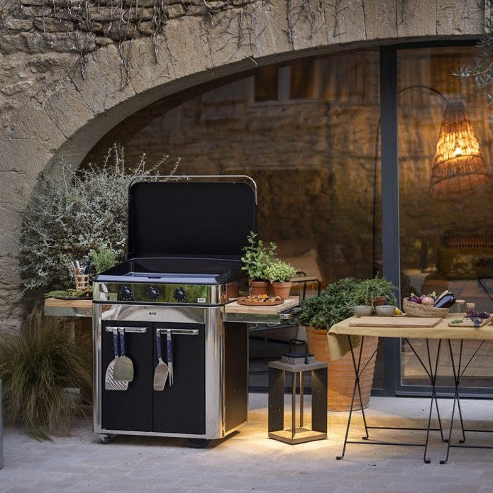 ENO Plancha a Gas con Carrello ENOSIGN 80, Inox e Nero