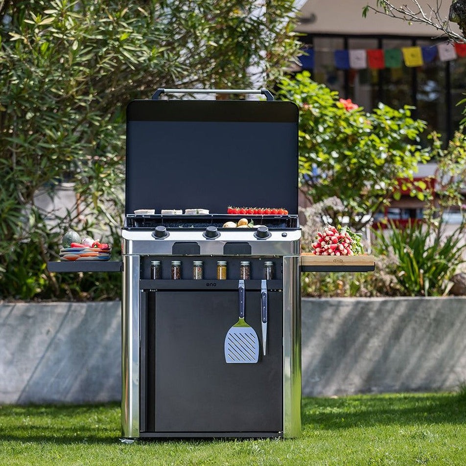 ENO, Plancha à gaz Fusion 75 avec chariot en acier inoxydable, 75 cm, acier inoxydable