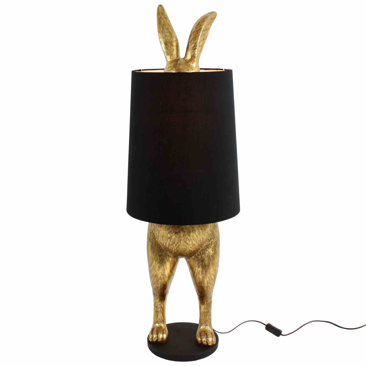 LAMPADA DA TERRA A FORMA DI CONIGLIO H 115 CM NERO E ORO