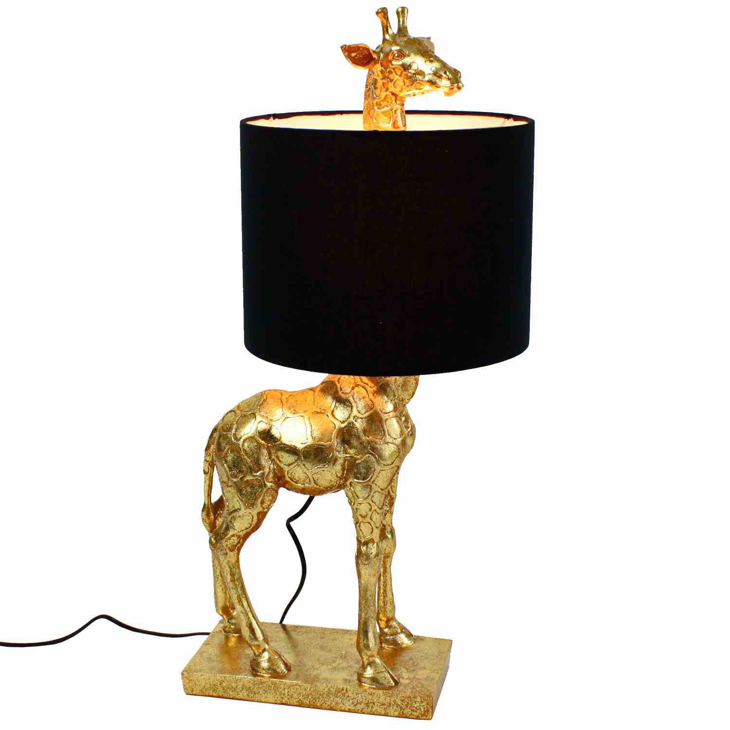 LAMPADA DA TAVOLO A FORMA DI GIRAFFA 35X80X70 CM NERO E ORO