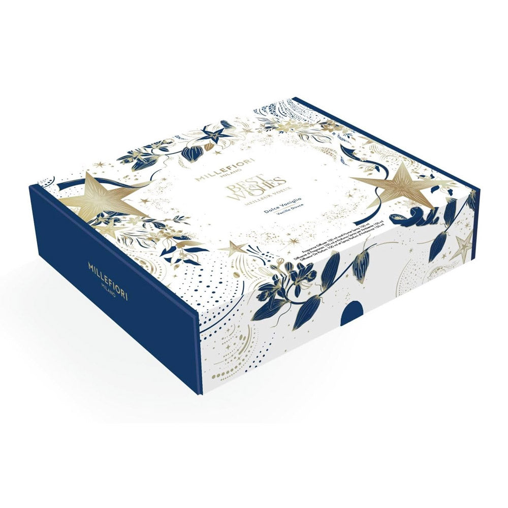 CONFEZIONE REGALO NATALE DIFFUSORE A BASTONCINI 100ML + SPRAY PROFUMAZIONE DOLCE VANIGLIA