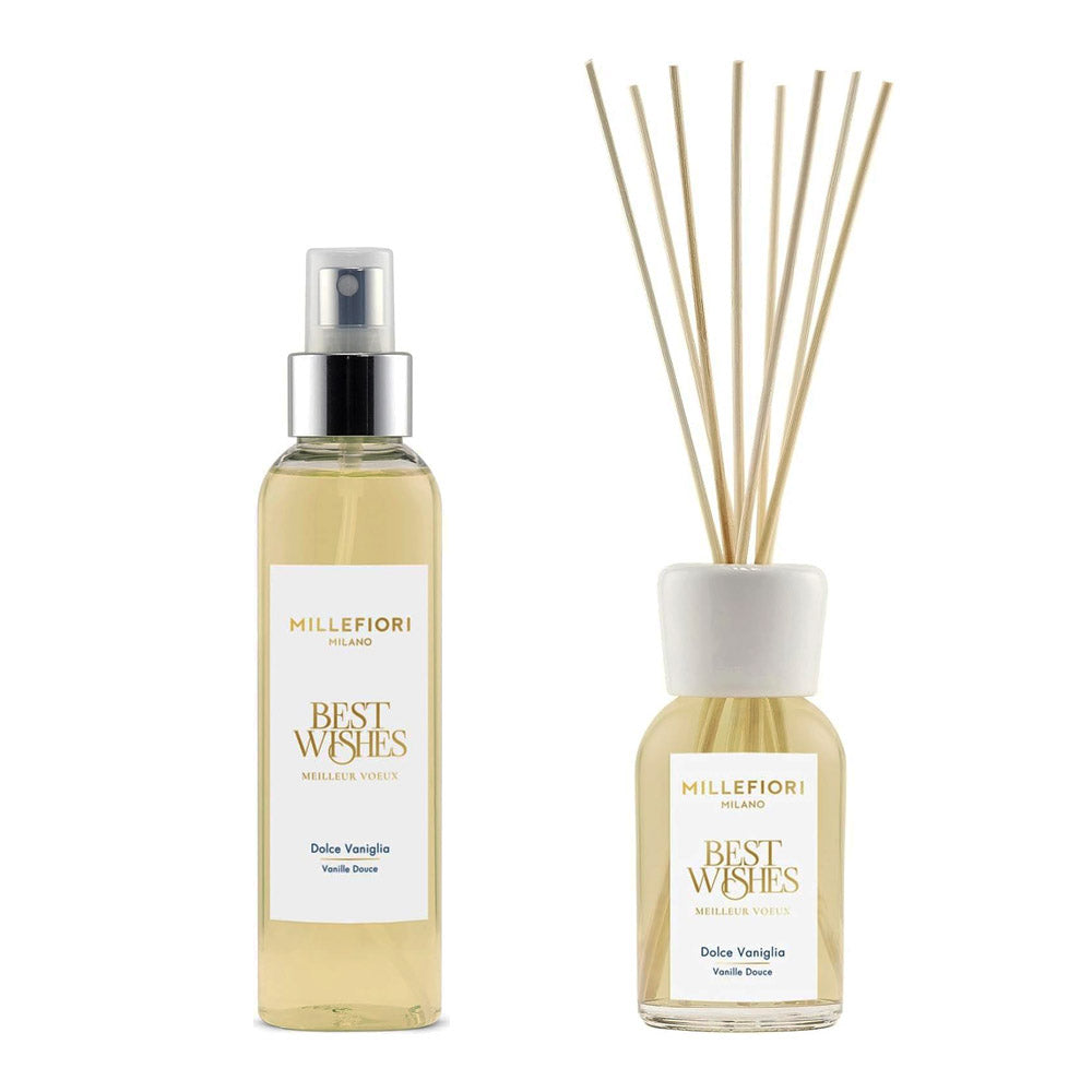 CONFEZIONE REGALO NATALE DIFFUSORE A BASTONCINI 100ML + SPRAY PROFUMAZIONE DOLCE VANIGLIA