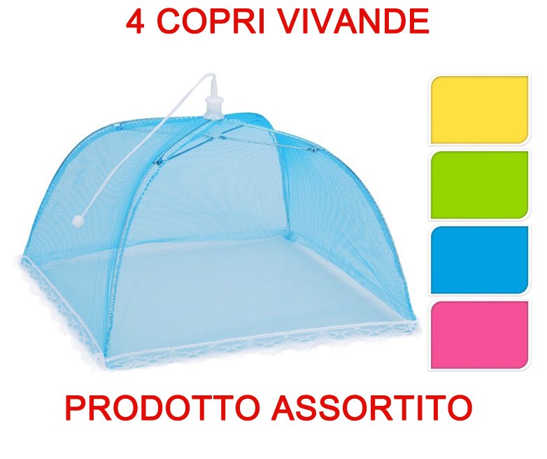 4 COPRI VIVANDE PER CIBI RICHIUDIBILE COLORI ASSORTITI