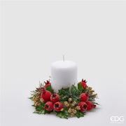 CORONA PORTA CANDELE CON BACCHE, Ø17CM