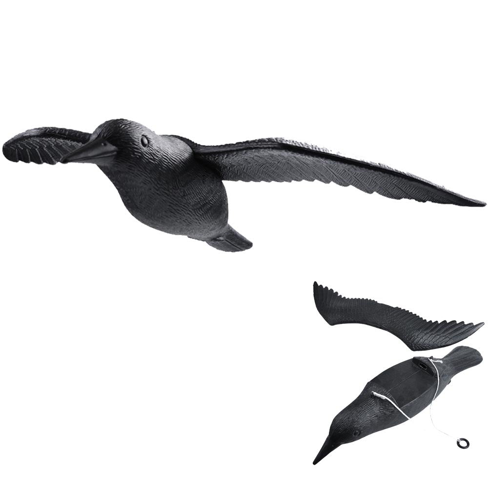 STATUA SPAVENTAPASSERI CORVO IN VOLO 40X57CM