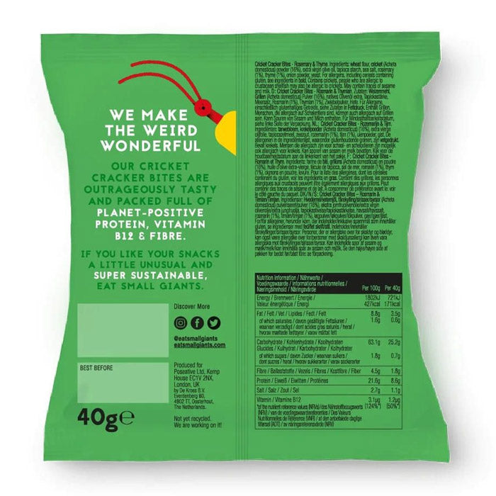 CRACKERS PROTEICI CON FARINA DI GRILLO, 80G , ROSMARINO E TIMO