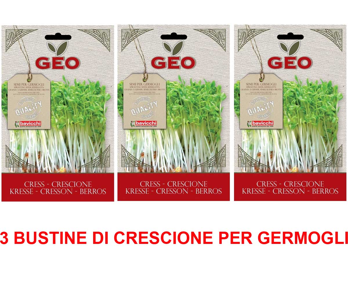 3 CONFEZIONI DI SEMI BIO DI CRESCIONE PER GERMOGLI 35GR