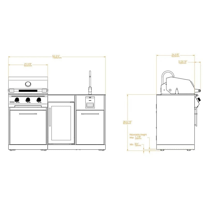 CUCINA DA ESTERNO BRABURA LITE 300 159,4X62,5X92 CM NERO