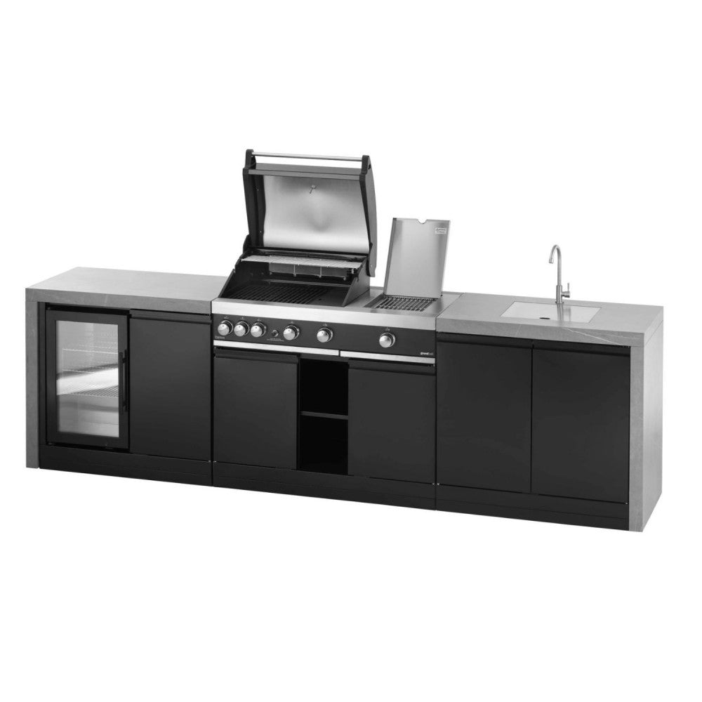 CUCINA GRANDPRO CM 299X61,5XH120 (Cucina da Esterno 299X61,5XH120 Waterfall Series con BBQ Premium G4 plus 4, Frigo e Lavello GRANDPRO )