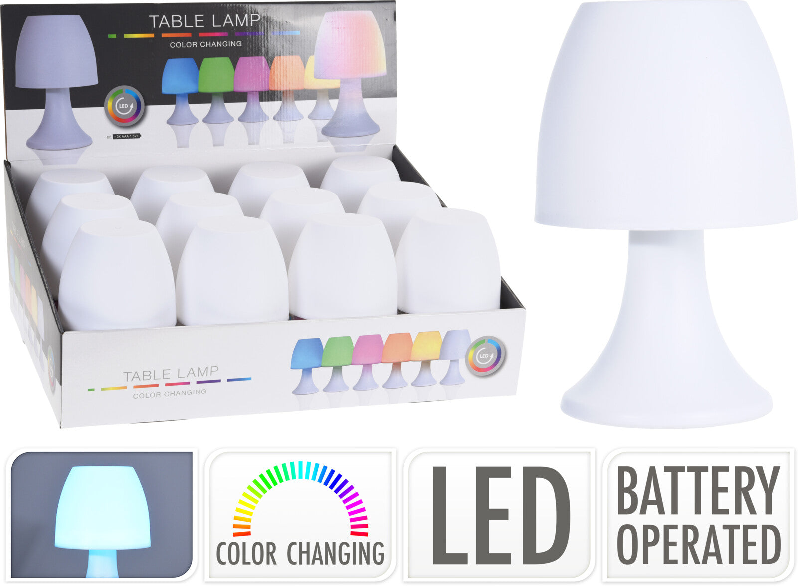 LAMPADA DA TAVOLO 19CM LED RGB BIANCA