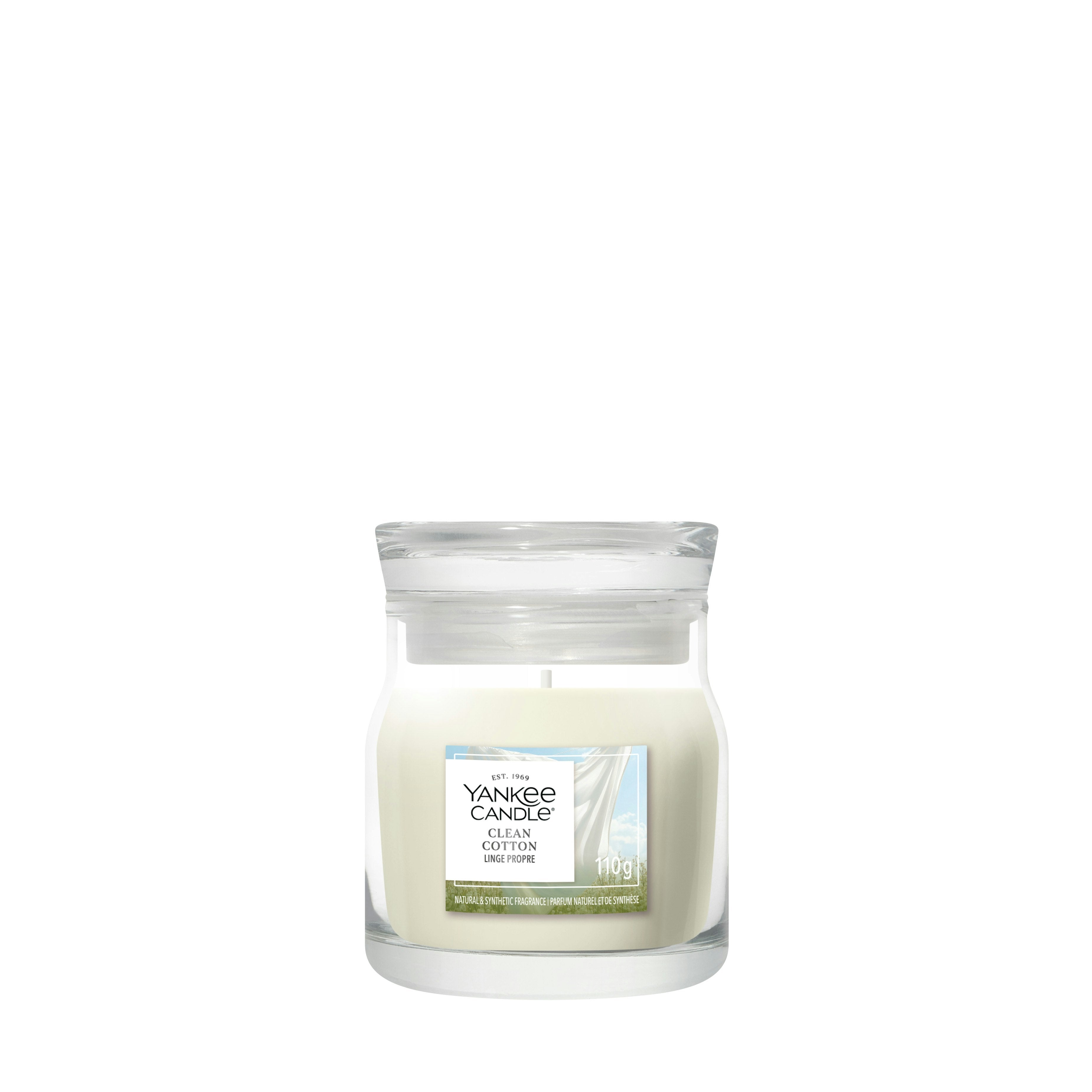 Candela Giara Piccola Signature Clean Cotton 110g Bianco Yankee Candle