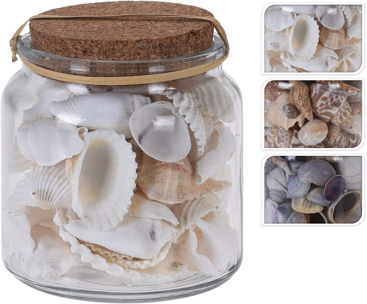 VASO IN VETRO CON CONCHIGLIE 10CM MODELLO ASSORTITI