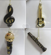 decorazione natalizia appendibile Strumenti Musicali Glitterati 5x11cm modello assortito Nero/Oro