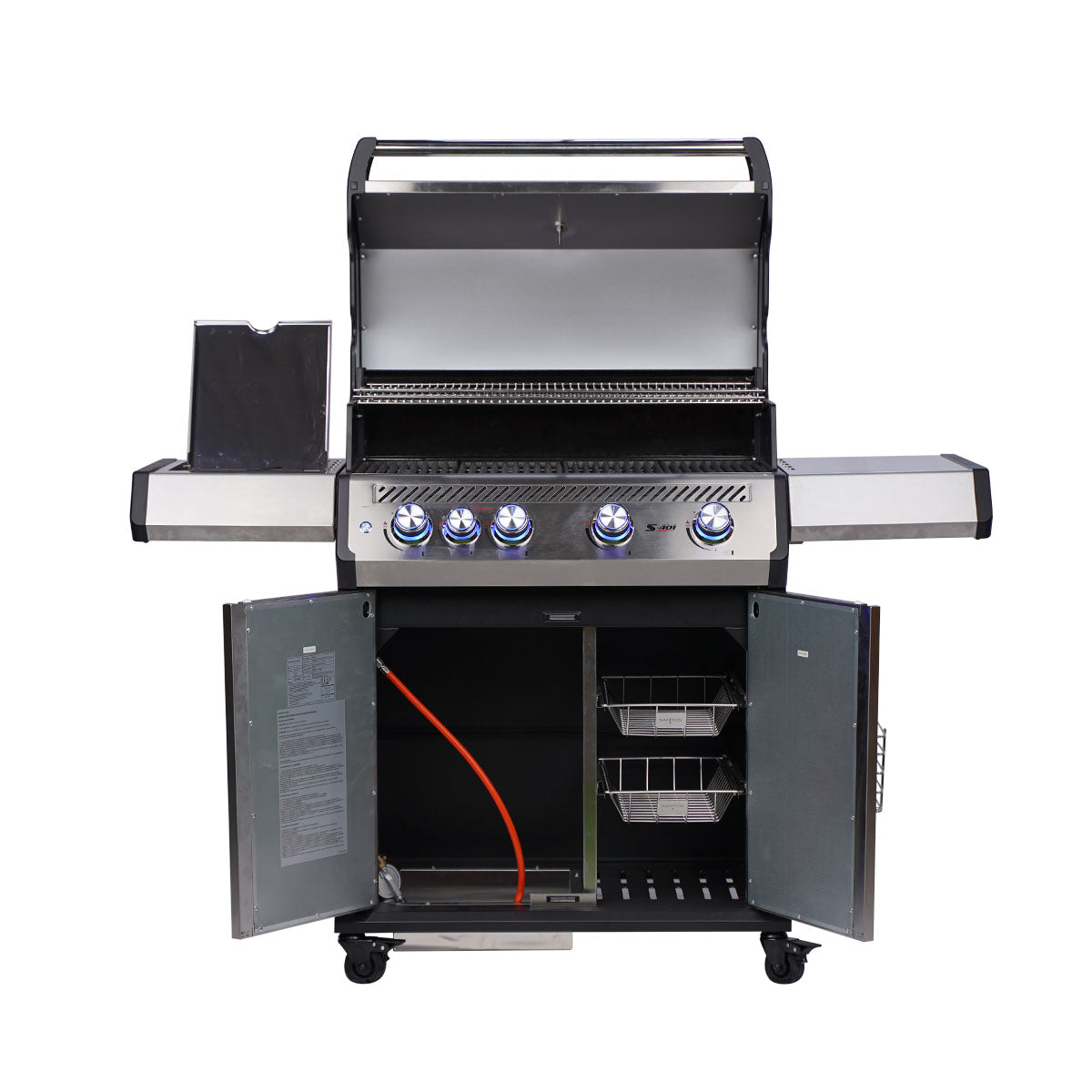 Barbecue a Gas con Fornello Laterale 80kg Acciaio Inossidabile Santos