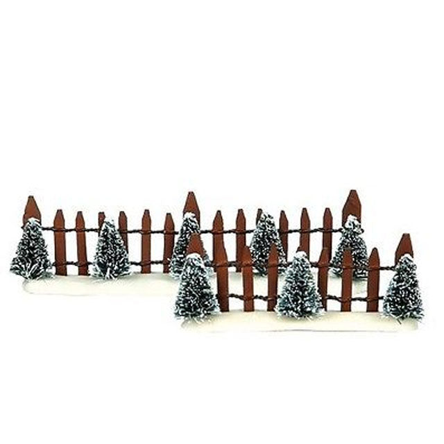 2 STACCIONATE CON ABETI - WOODEN FENCE GREEN TREE