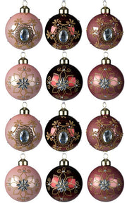 OFFERTA 12 PALLINE CON GEMMA DECORATIVA 8CM ASSORTITE