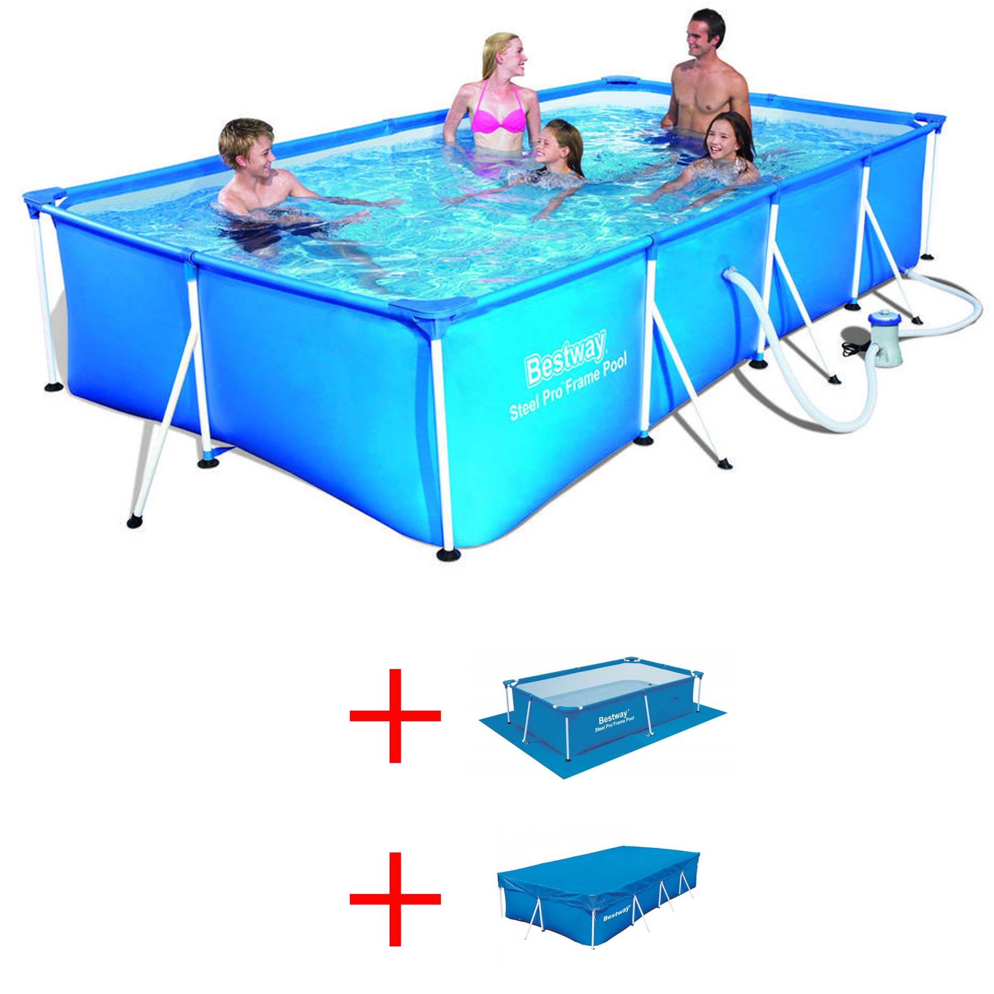 OFFERTA PISCINA RETTANGOLARE FRAME 400X211XH81CM  + TAPPETINO + COPERTURA