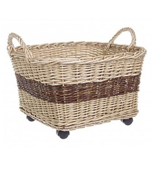 CESTA PORTA LEGNA CON RUOTE 42X42XH31CM