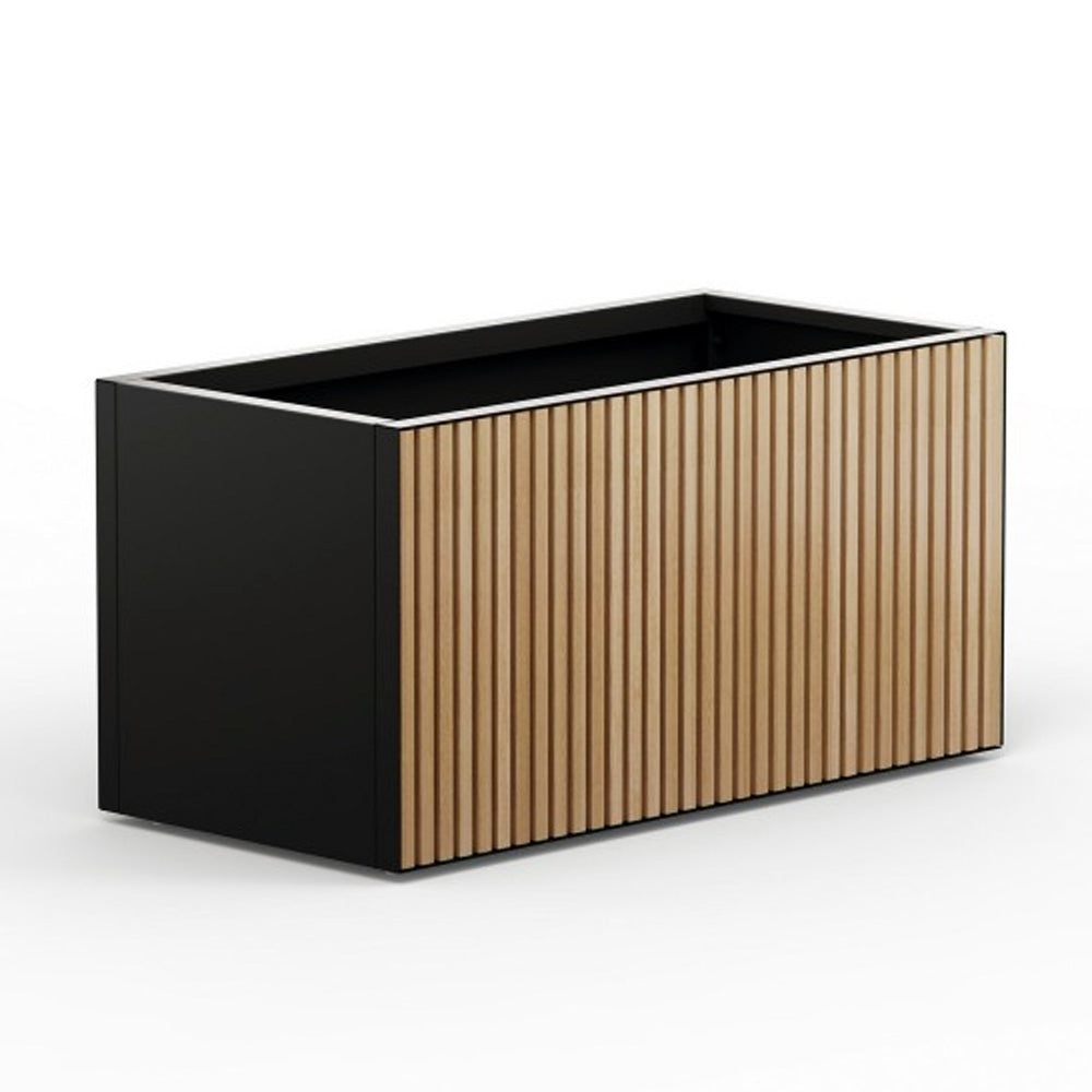 FIORIERA "DECO PLANTER" IN METALLO 100X50X50CM NERO E LEGNO