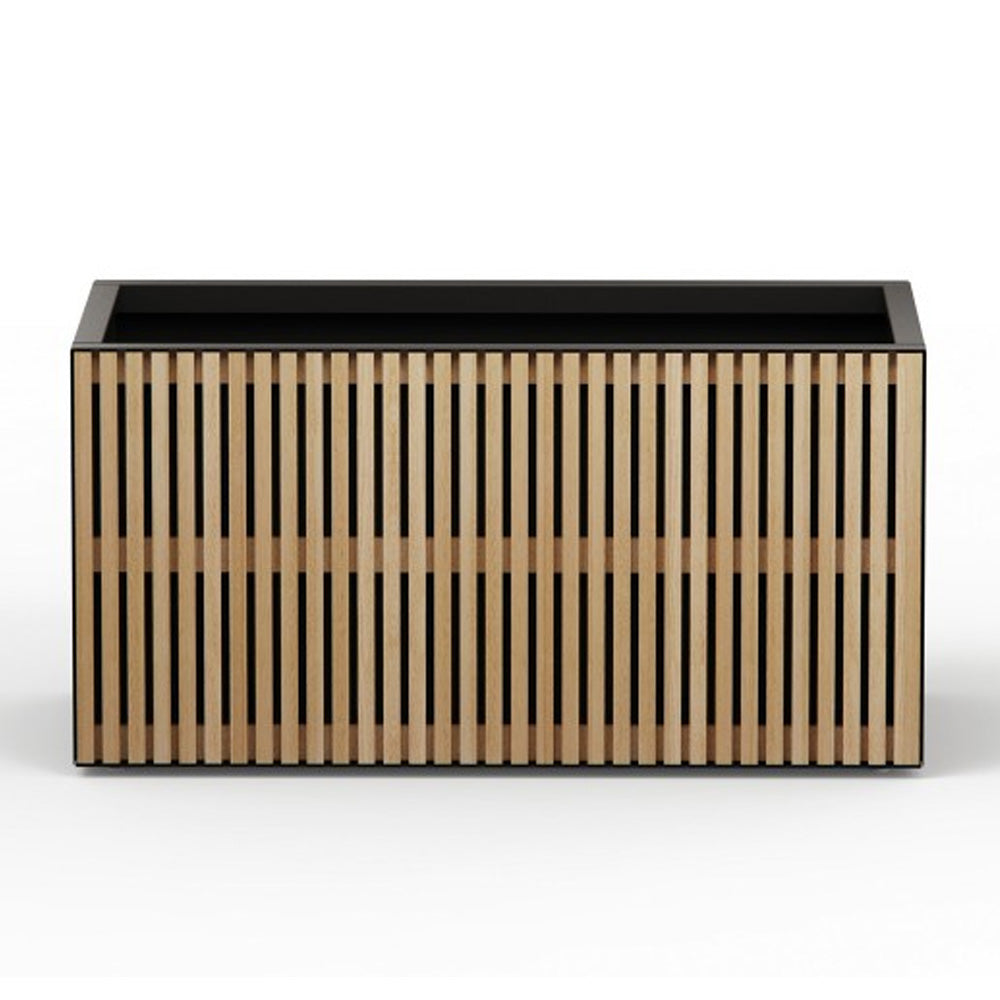 FIORIERA "DECO PLANTER" IN METALLO 100X50X50CM NERO E LEGNO