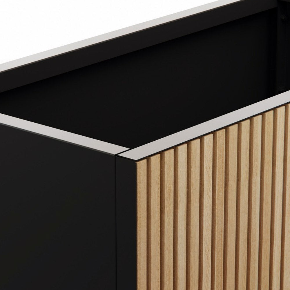 FIORIERA "DECO PLANTER" IN METALLO 100X50X50CM NERO E LEGNO