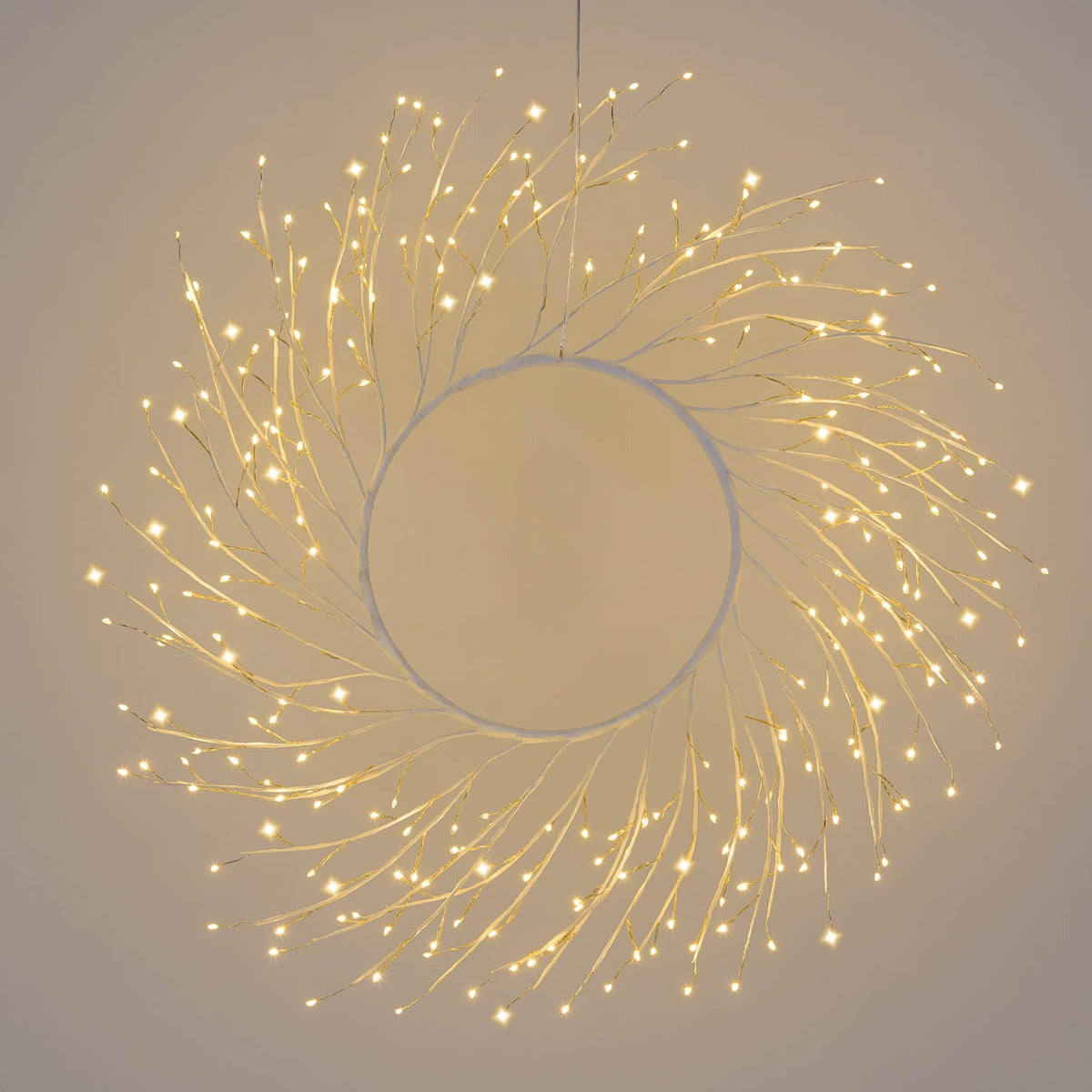 CORONA TIGLIO BIANCO D.60CM 260 MICROLED BIANCO CALDO
