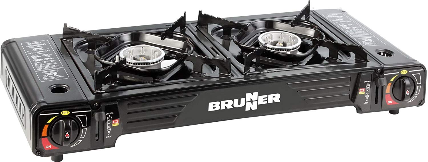 FORNELLO GAS DEVIL DOUBLE GRILL 2 FUOCHI NERO BRUNNER