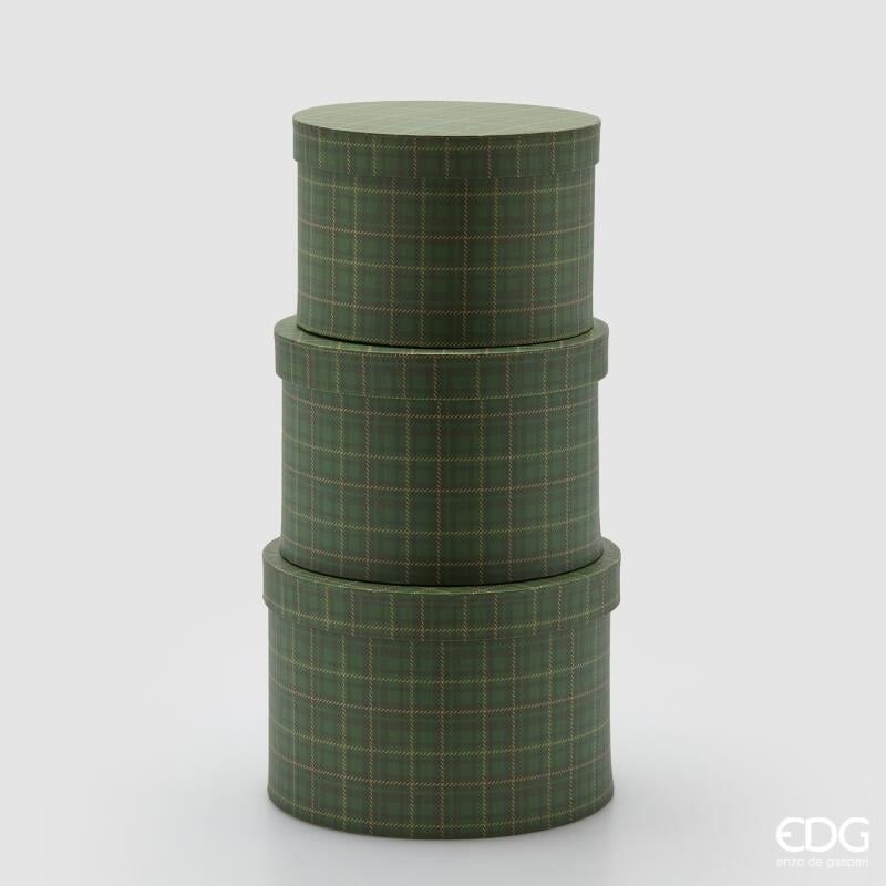 Set 3 Pezzi Scatola Rotonda H.17 D.25 Verde Scuro
