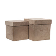 SET 2 SCATOLE RETTANGOLARI IN VELLUTO BEIGE