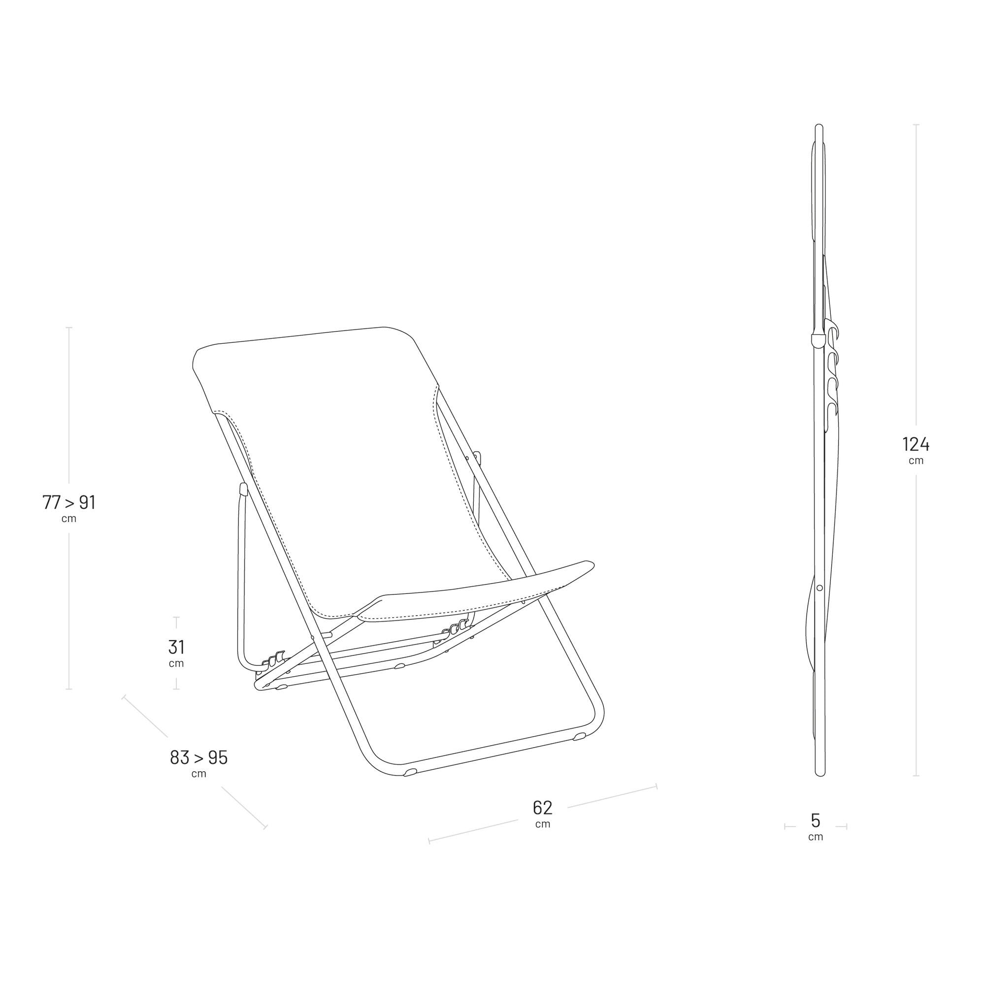Lafuma Sedia a sdraio pieghevole multi-posizione Maxi Transat Arancione Clementine 58cm