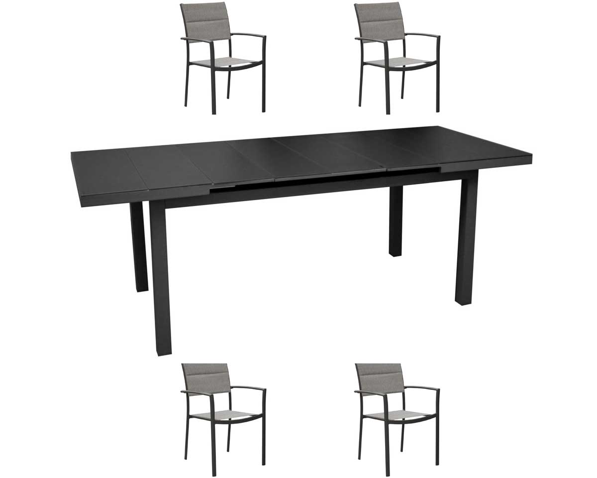 OFFERTA TAVOLO ONDINE 160/213X90 CON 4 POLTRONE MILAN GRIGIO