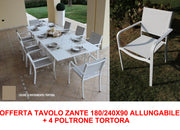 OFFERTA TAVOLO ZANTE 180/240X90 ALLUNGABILE + 4 POLTRONE TORTORA