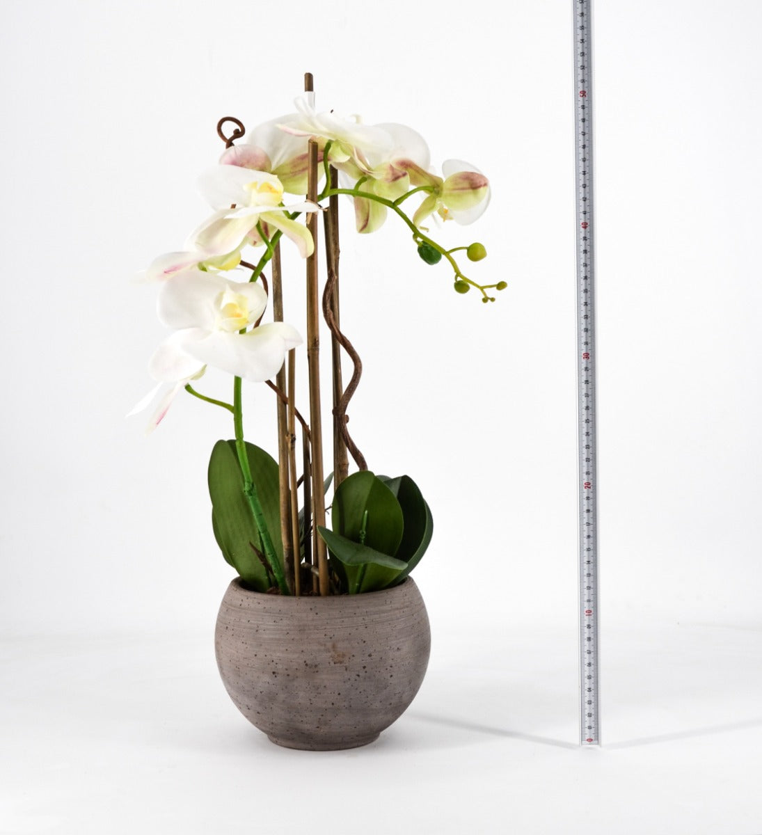 PHALAENOPSIS ORCHIDEA ARTIFICIALE 50CM CON VASO OVALE BIANCA
