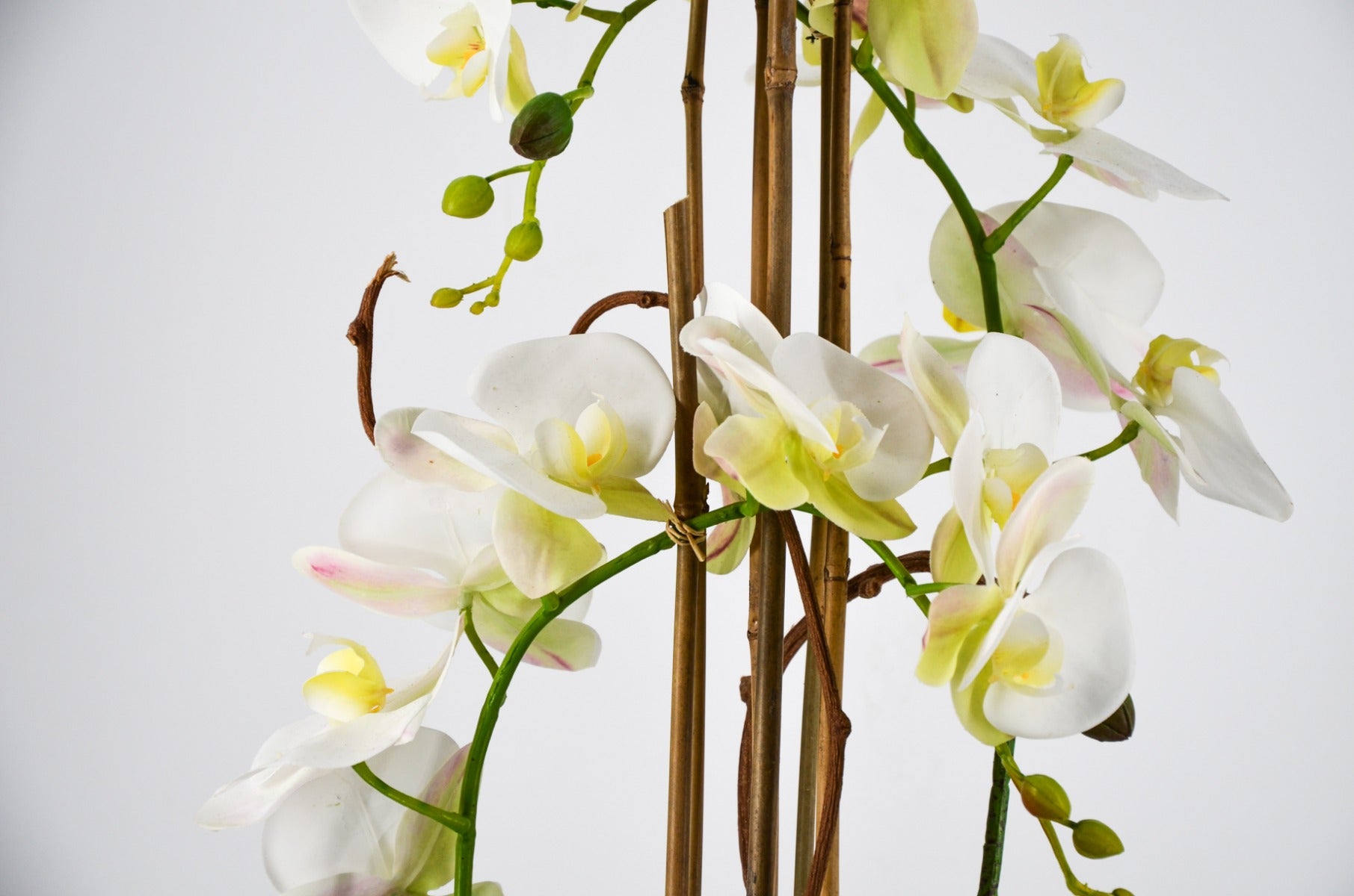 PHALAENOPSIS ORCHIDEA ARTIFICIALE 80CM CON VASO QUADRATO BIANCA