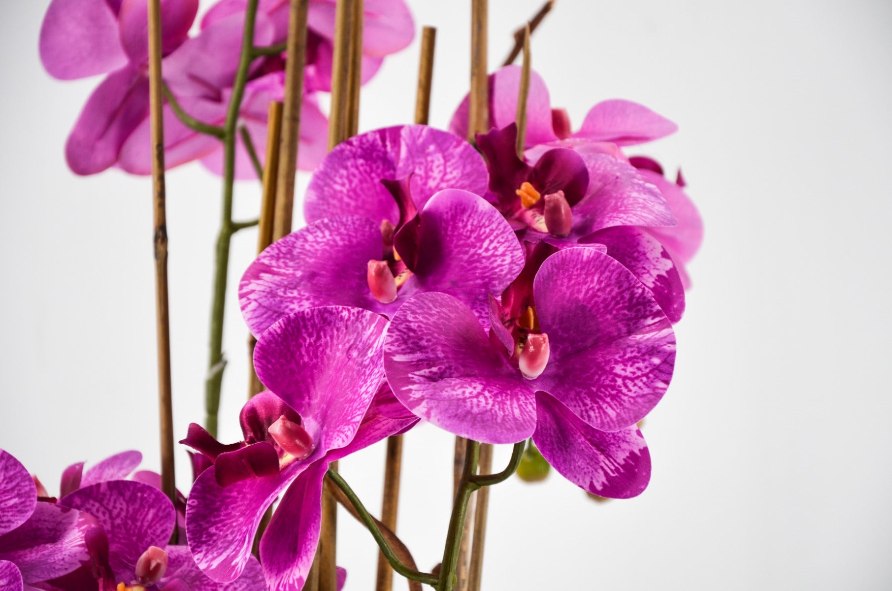 PHALAENOPSIS ORCHIDEA ARTIFICIALE 90CM CON VASO QUADRATO ROSA