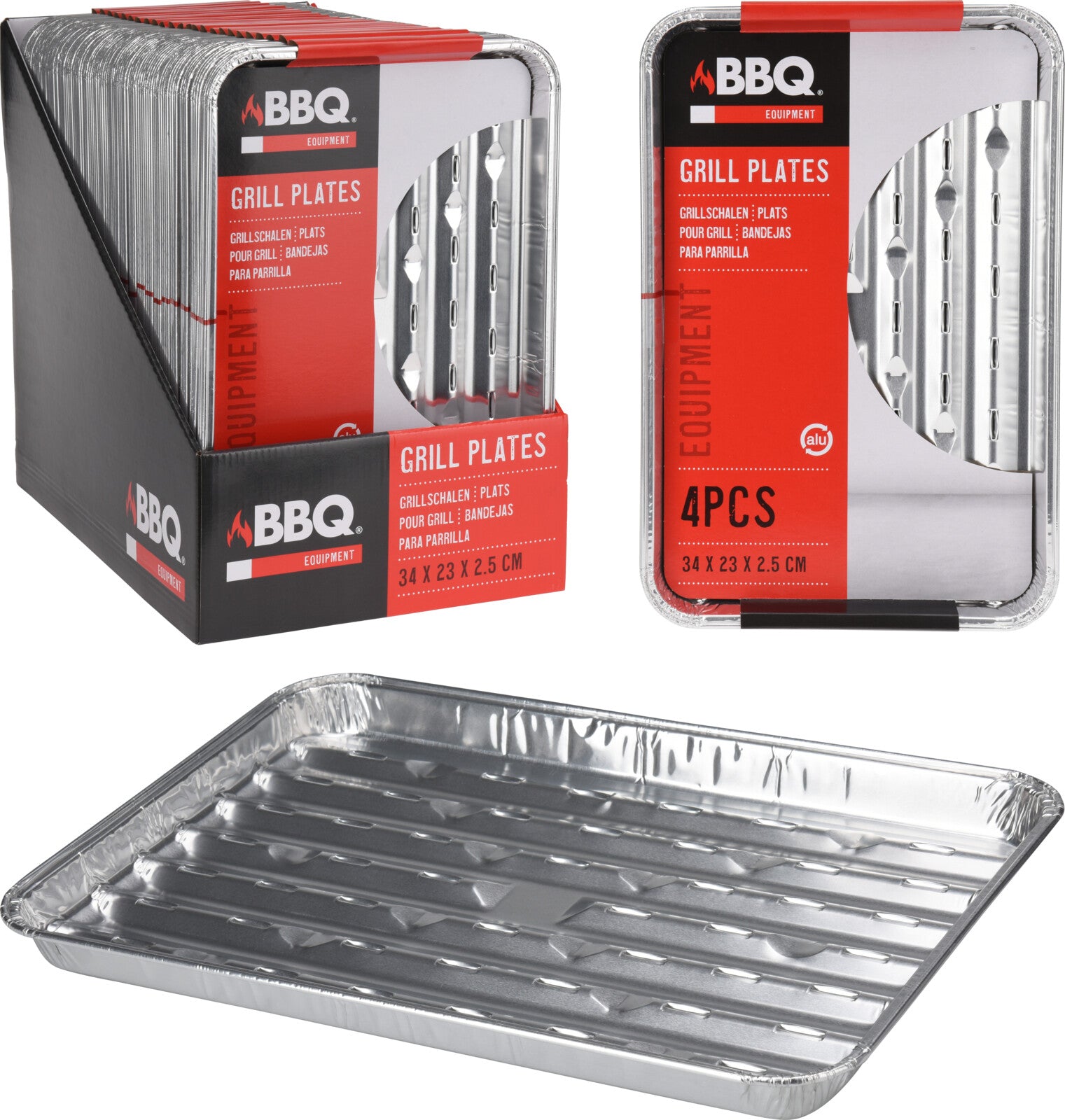 4 VASSOI GRILL BBQ IN ALLUMINIO 34X23CM