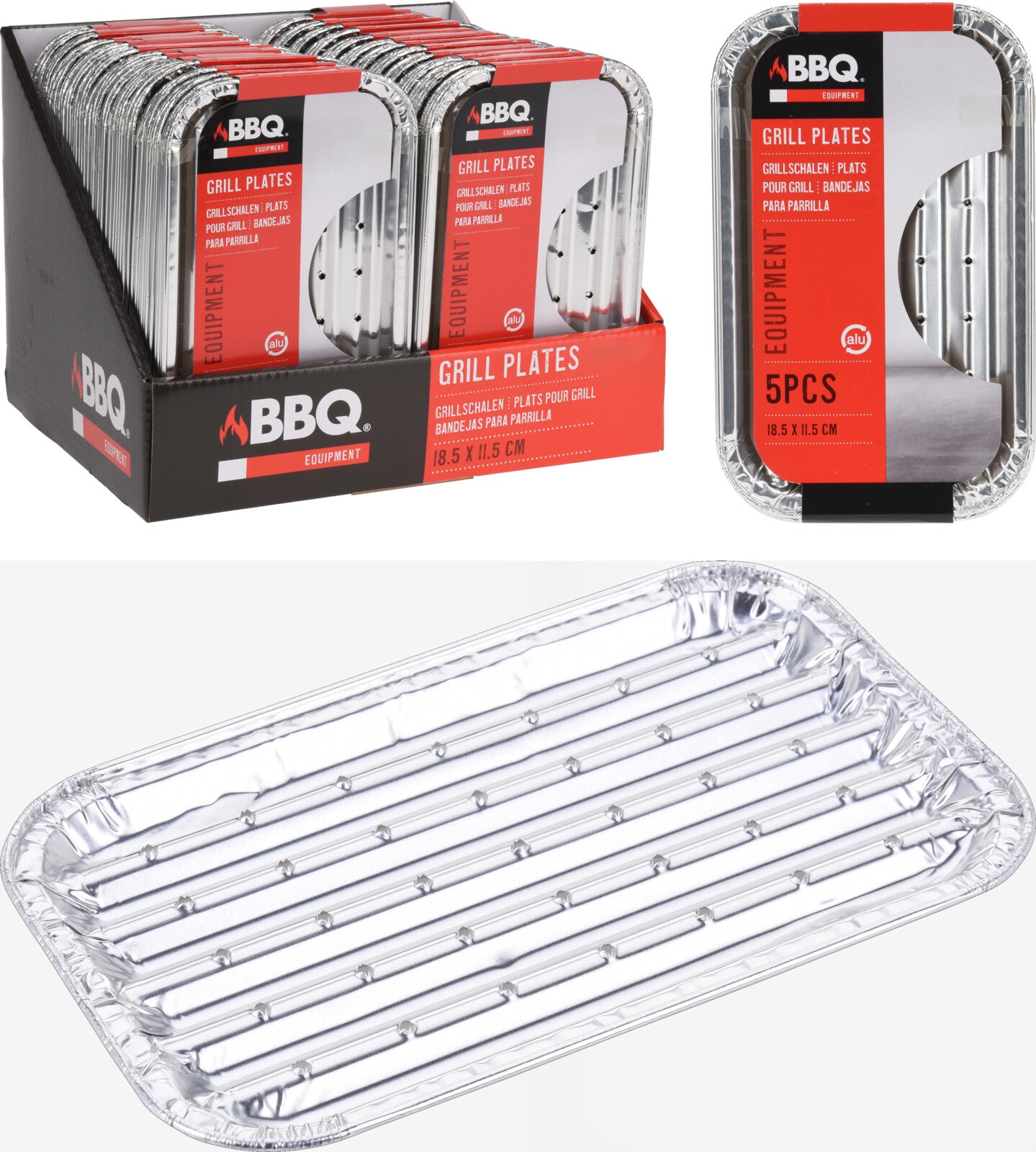 5 VASSOI GRILL BBQ IN ALLUMINIO 18.5X11.5CM