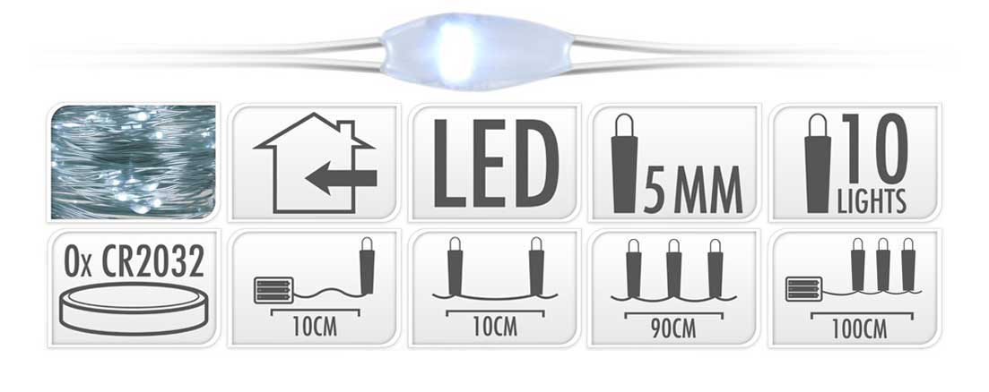 OFFERTA 10 CONFEZIONI DA 10 MICROLED LINEARI LUCI BIANCO FREDDO A BATTERIA