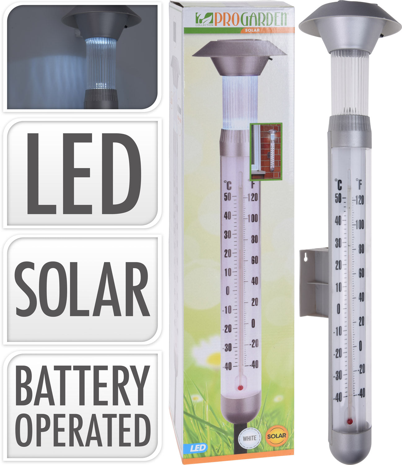 TERMOMETRO CON LAMPADA SOLARE 56CM