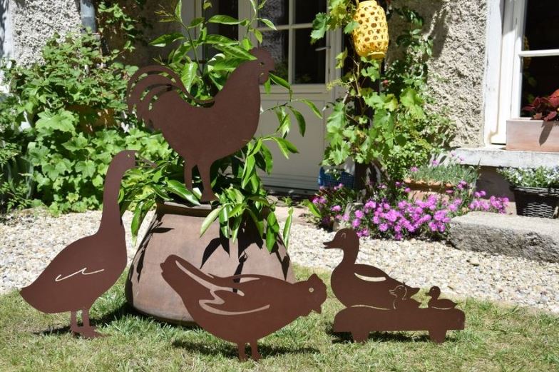PICCHETTO DECORATIVO A FORMA DI GALLO METALLO 43X42.5 CM
