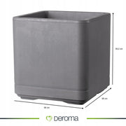 Vaso quadrato con riserva d’acqua Cubo Cosmo, 38x38x39,2 cm (25,5 L), Grigio Cenere