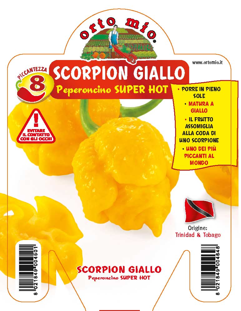 3 PIANTE IN VASO Ø10CM DI PEPERONCINO TRINIDAD SCORPION GIALLO