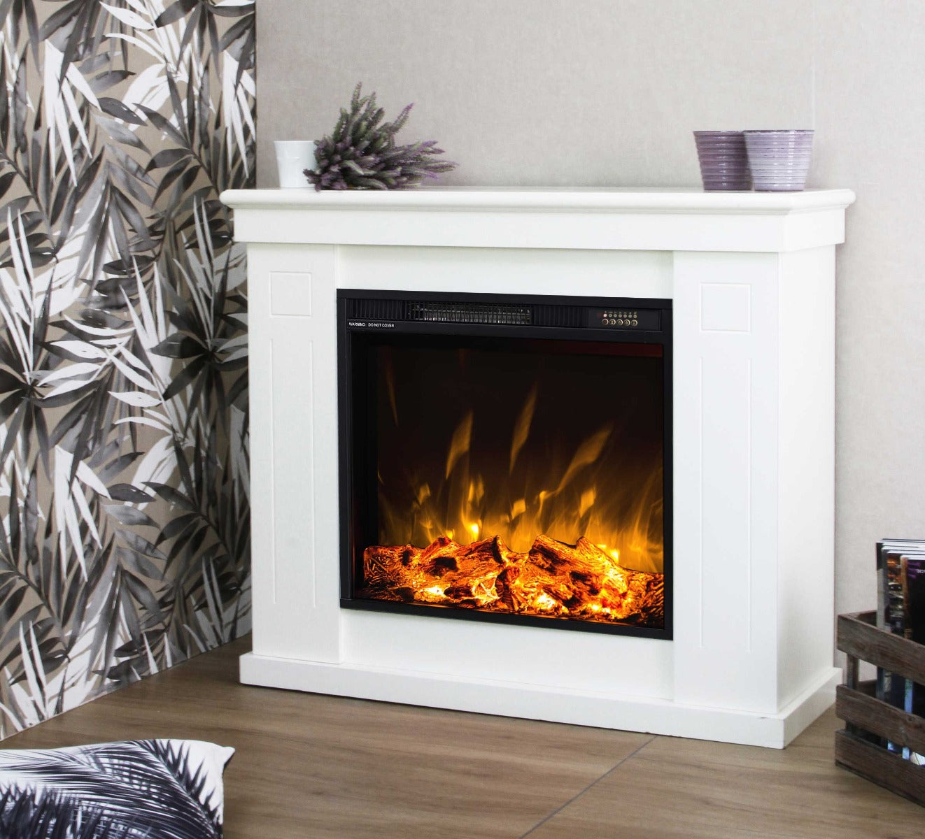 CAMINO ELETTRICO CHIARA CON INSERTO E MANTELLO LEGNO BIANCO