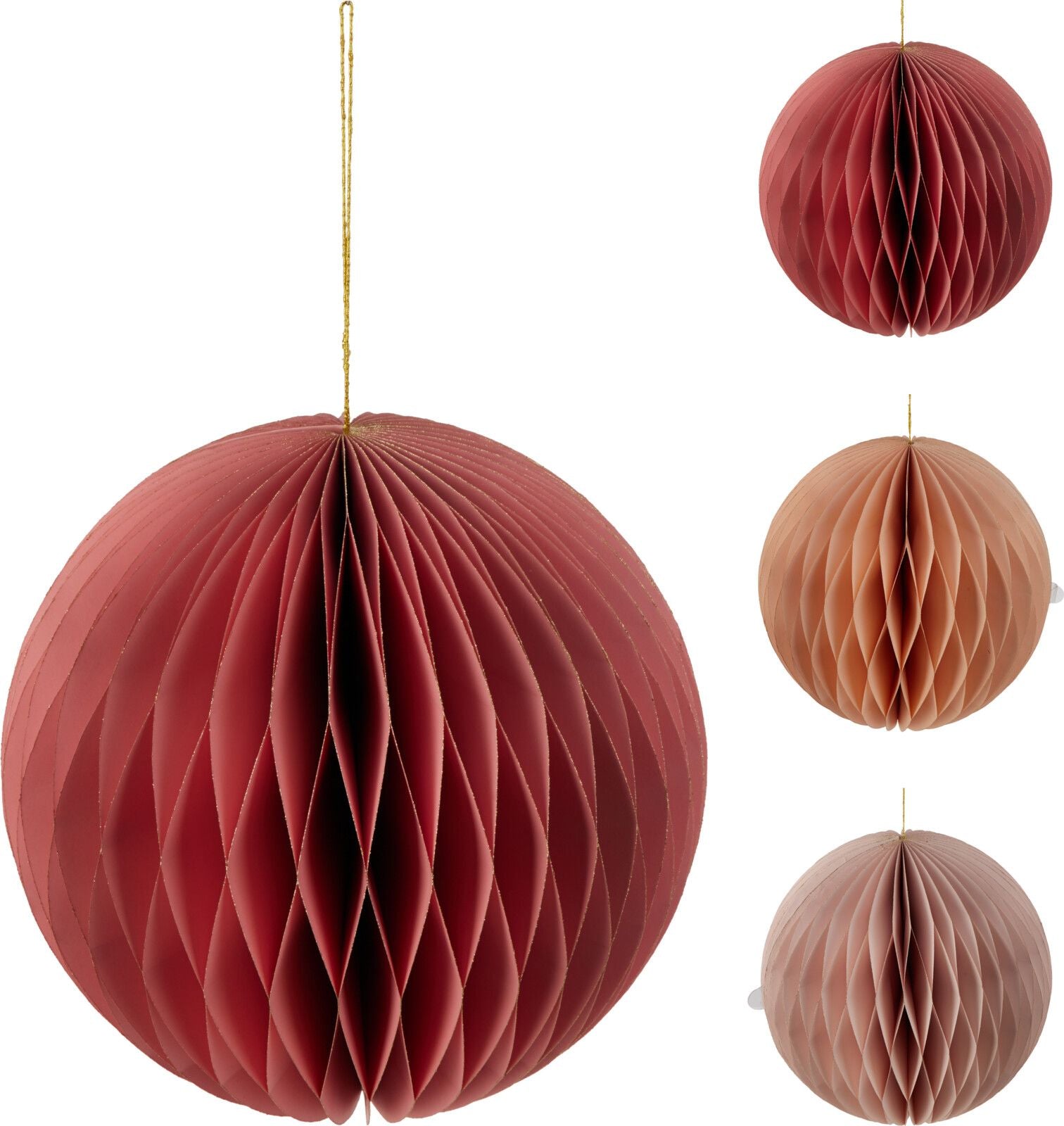 Pallina di natale natalizia in carta 250mm - rosso/arancione/rosa colore assortito