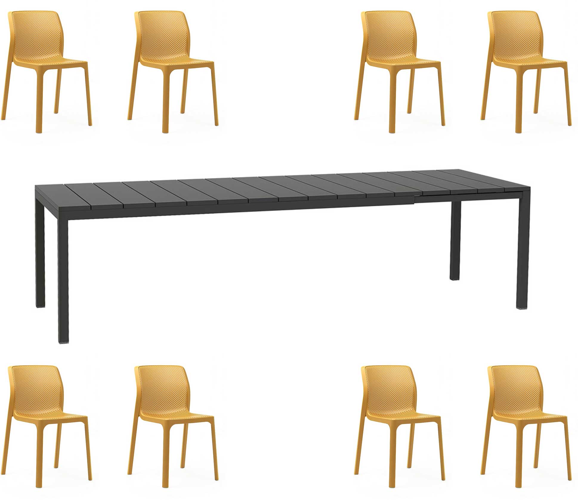OFFERTA TAVOLO RIO ALLUNGABILE 210/280CM +8 SEDIE BIT COLORE A SCELTA