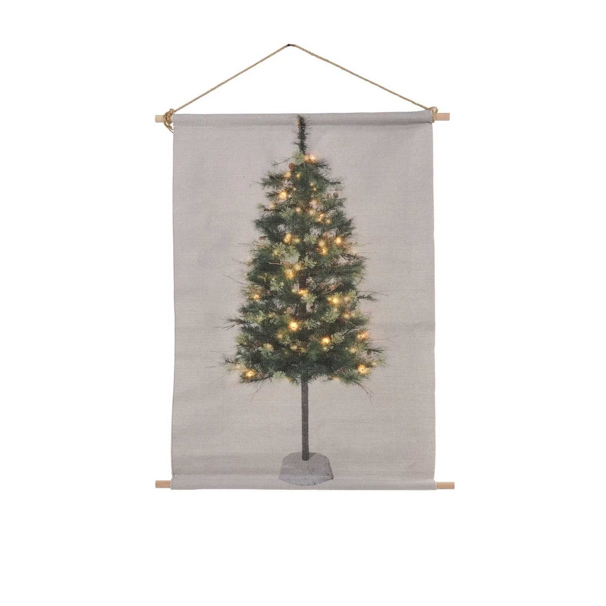 TELO DECORATIVO DA MURO CON ALBERO DI NATALE LED BIANCO CALDO H60CM