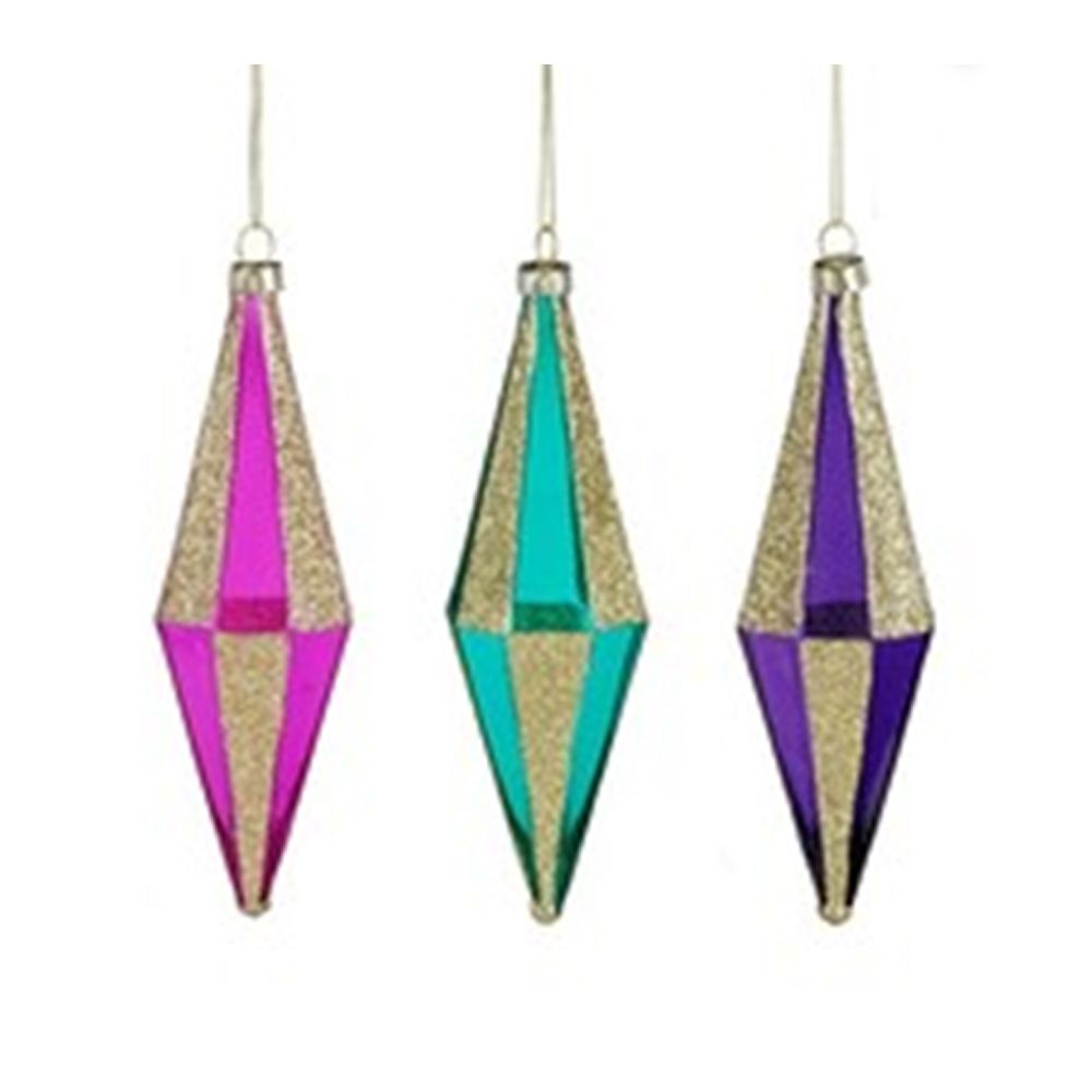 Pendente a Goccia H.15,5 D.5 cm Verde/Viola/Fucsia Modello Assortito