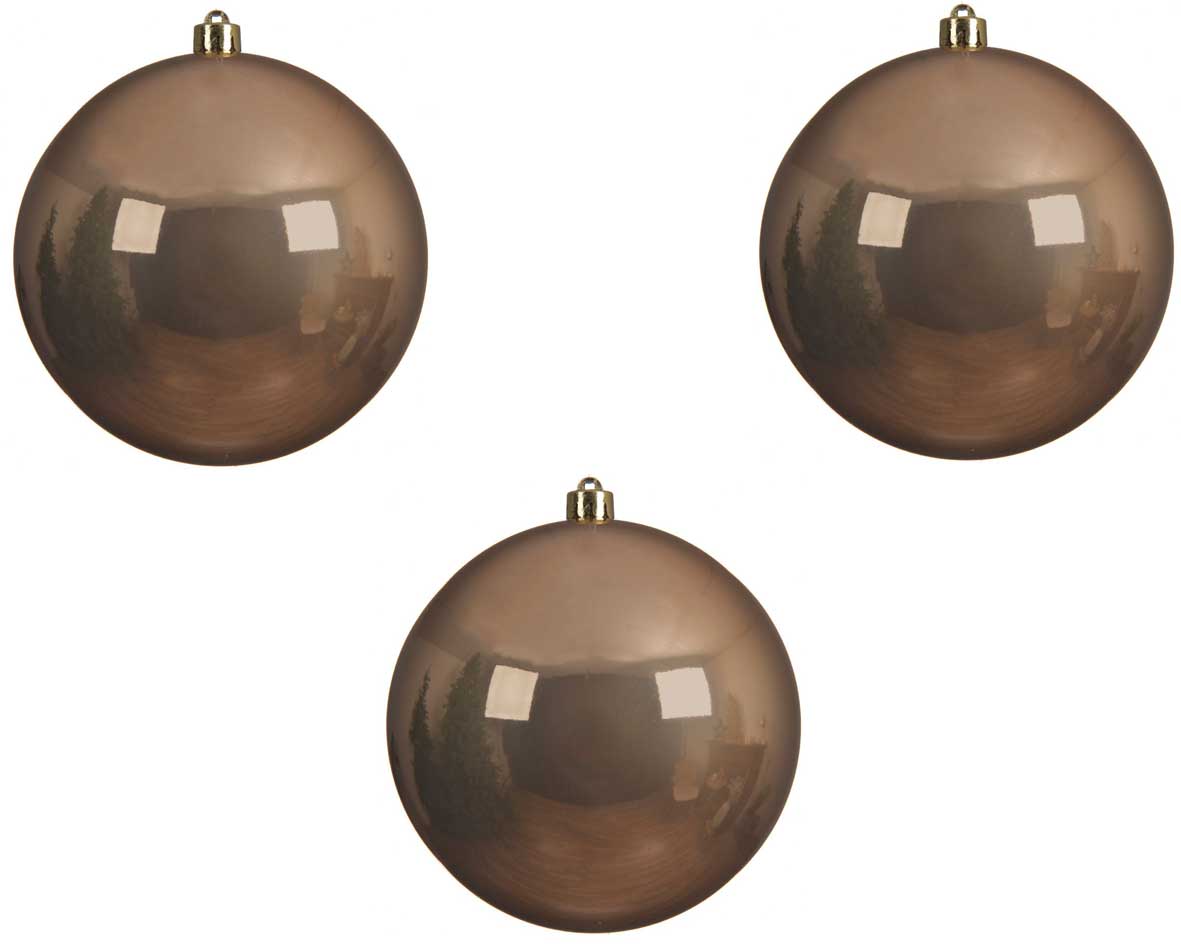 OFFERTA 3 PALLINE DI NATALE 14 CM CAMEL BROWN