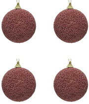 OFFERTA 6 PALLINE DI NATALE ROSA VELLUTO CON GLITTER 8CM